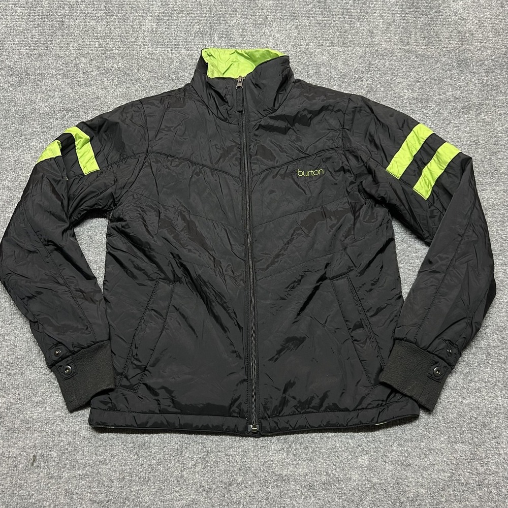 Burton Jacket Women Small Black Green Insulated Full Zip Colorblock Lined Winter